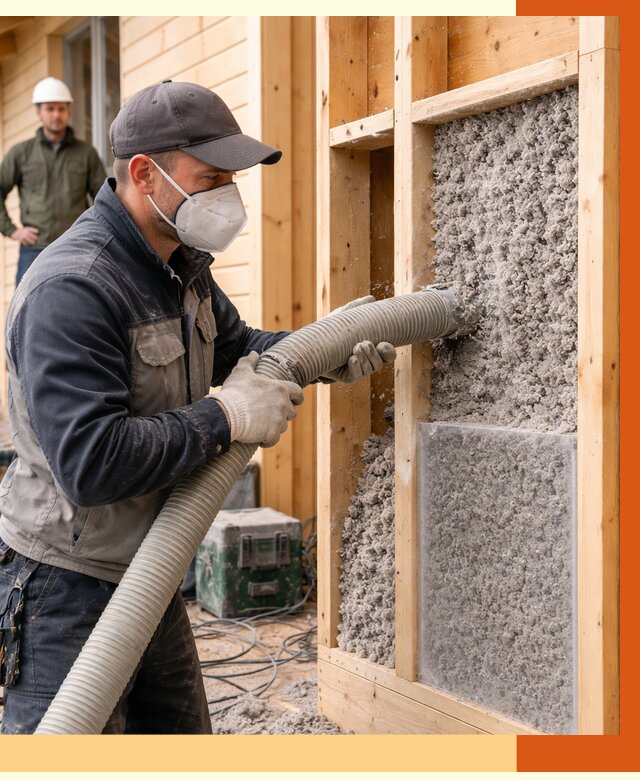 Утепление дома из бруса эковатой в Стерлитамаке от 1905 руб/м2 | ТепломастерСтм